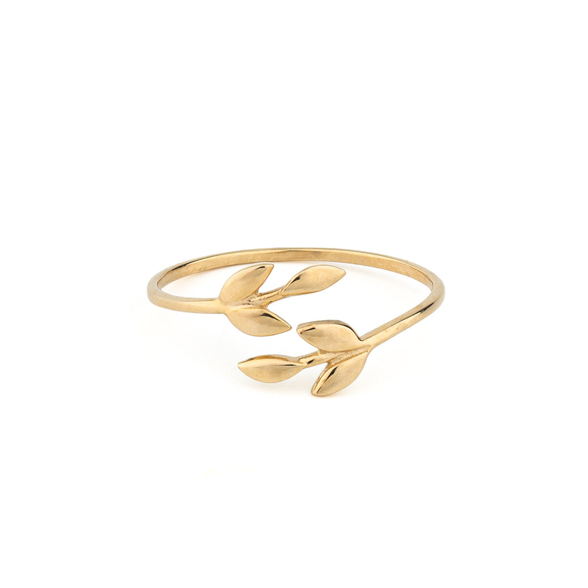 14K Gold Leaf Ring – Dainty Nature Inspired Jewelry