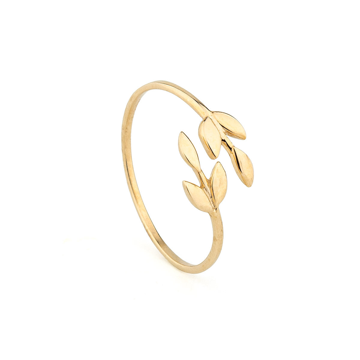 14K Gold Leaf Ring – Dainty Nature Inspired Jewelry