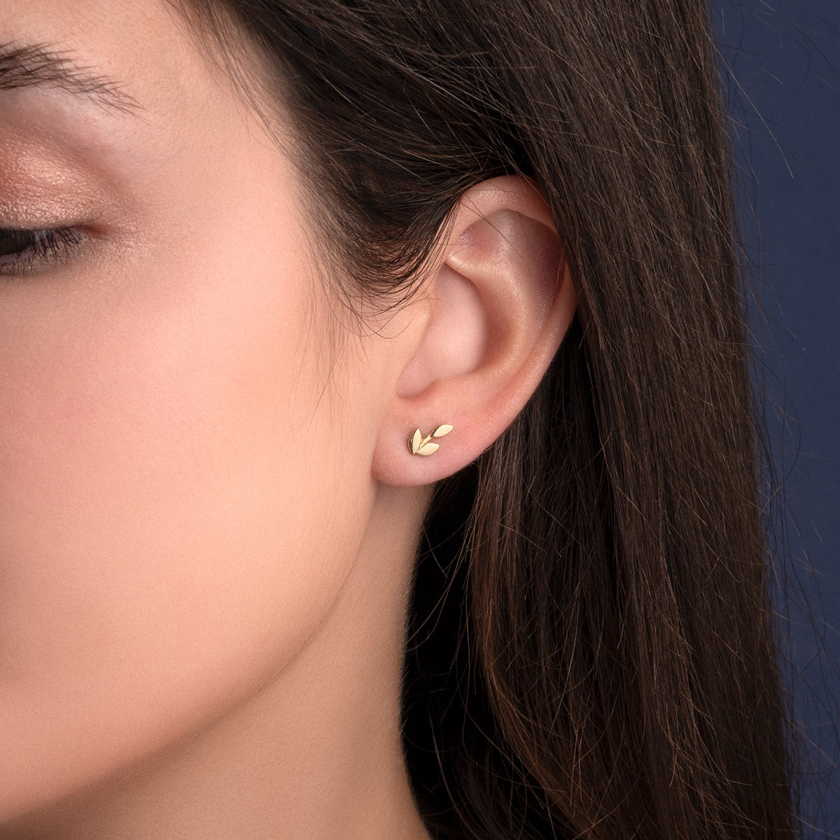 Gold Leaf Earrings - Dainty Studs