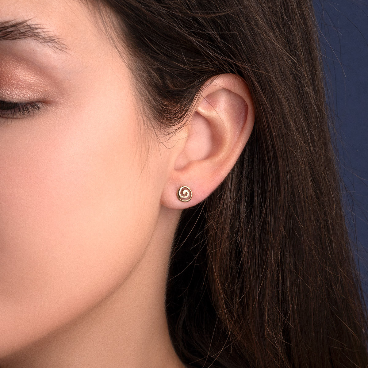 14K Gold Spiral Stud Earrings - Minimalist Geometric Jewelry