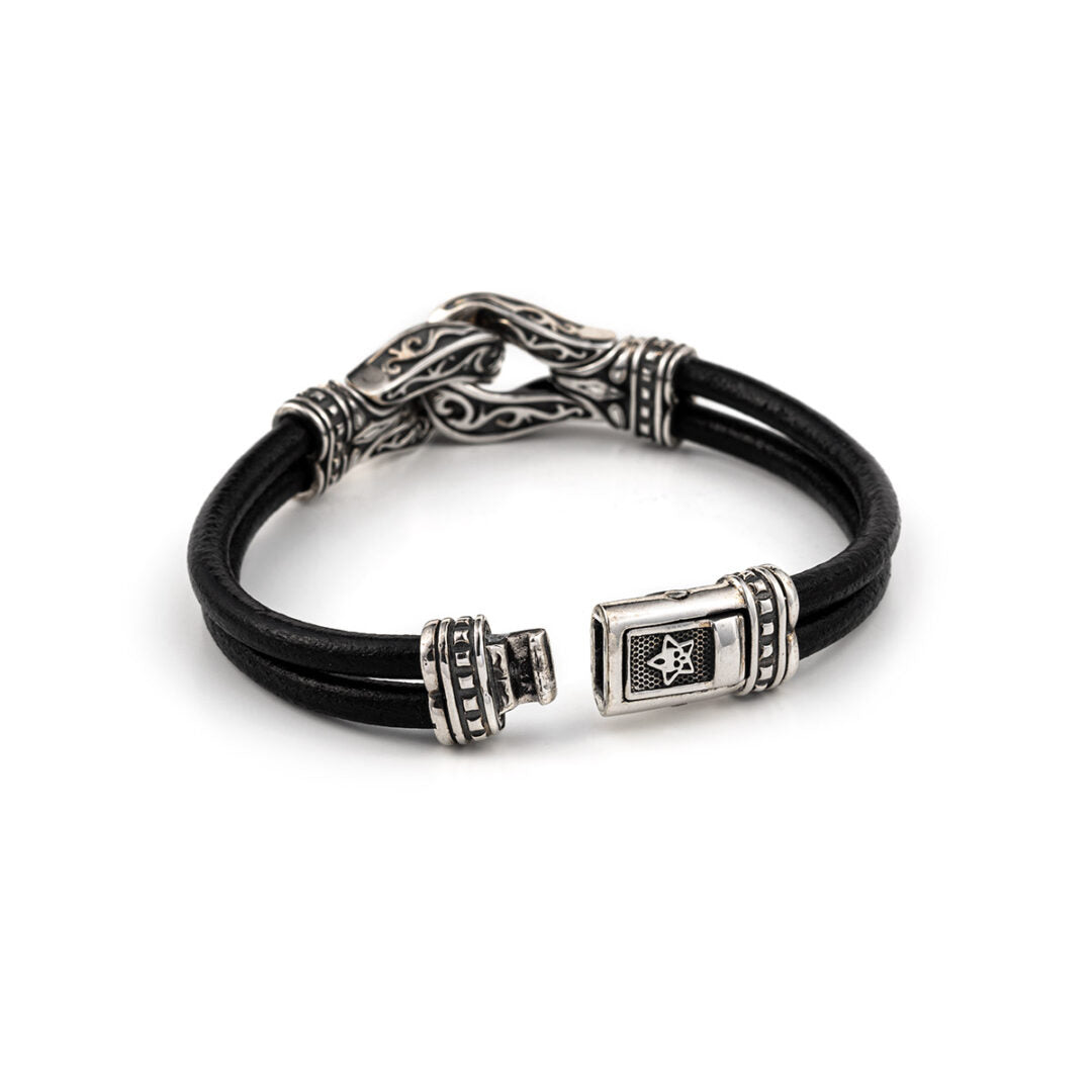 Hercules Leather Bracelet – Sterling Silver Yianni Jewelry