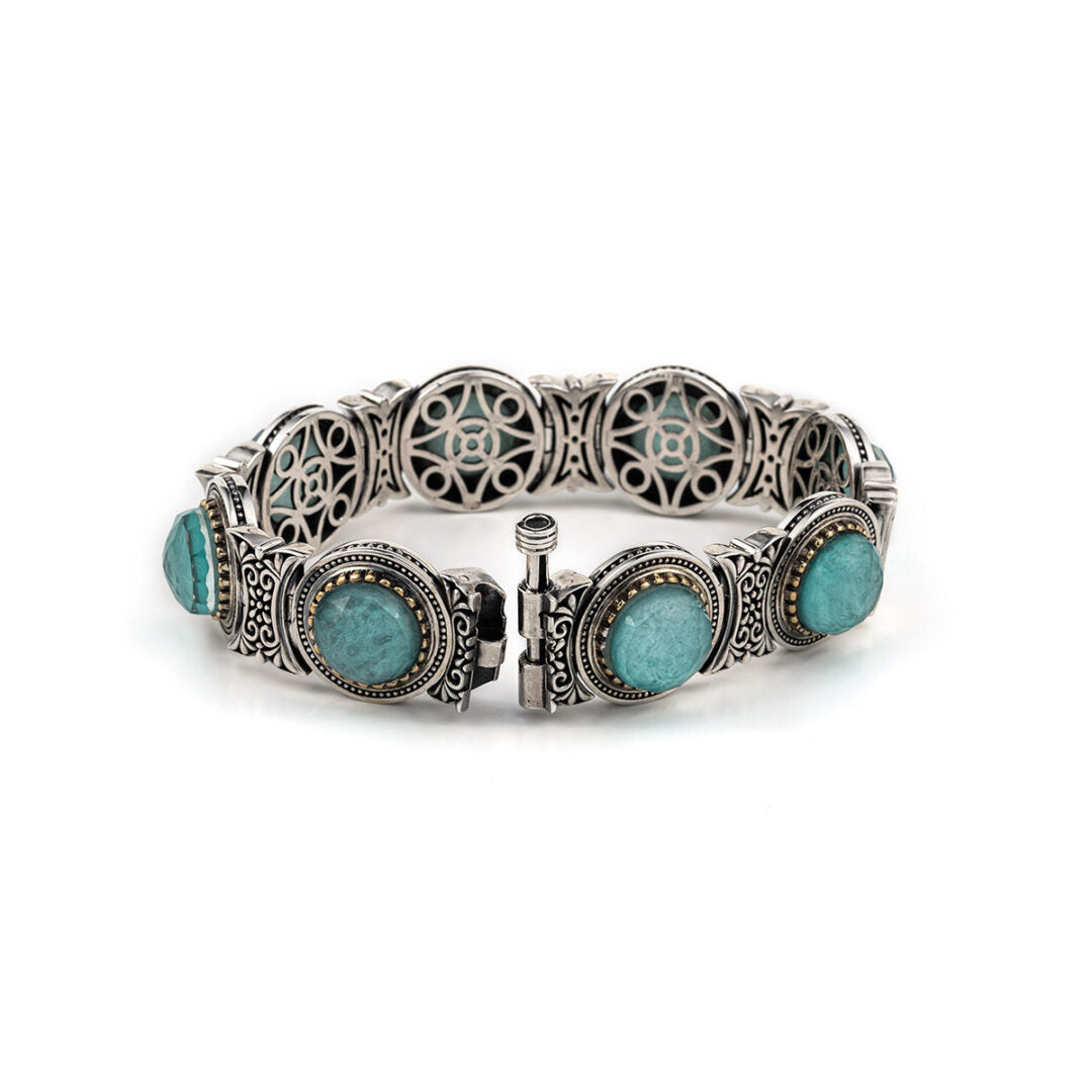 Βυζαντινό Βραχιόλι με Αμαζονίτη Ασήμι 925 - Yianni Jewelry