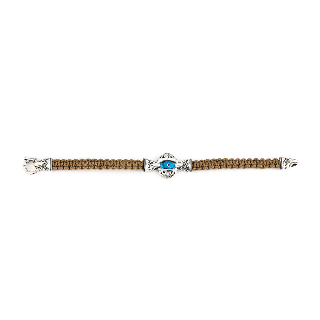 Βραχιόλι Macrame Μάτι – Ασήμι 925 Κοσμήματα Yianni — Καφέ