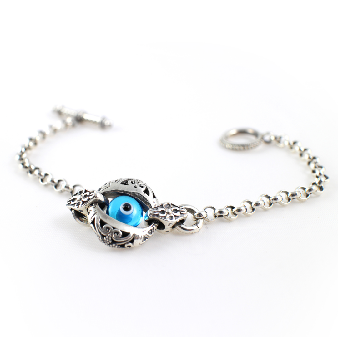 Good Luck Eye Charm Bracelet – Sterling Silver Yianni Jewelry