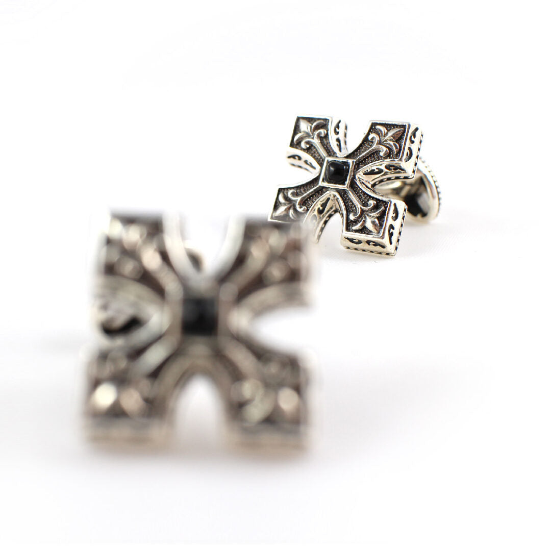 Byzantine Cross Cufflinks - Sterling Silver Yianni Jewelry