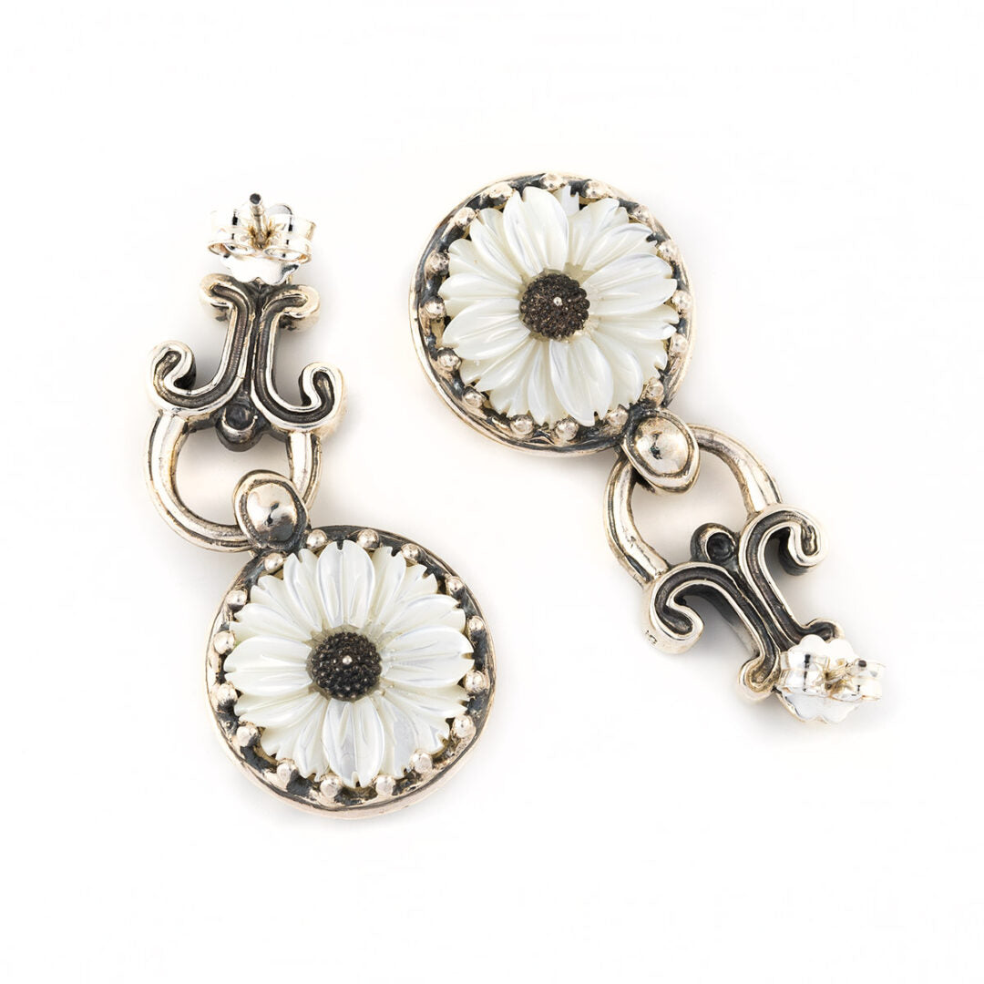 Mother of Pearl Silver Earrings - Yianni Jewelry