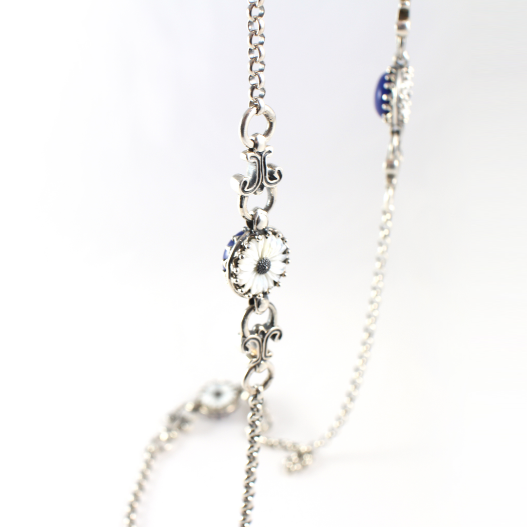 Necklace Mother of Pearl and Lapis Lazuli - Yianni Jewelry