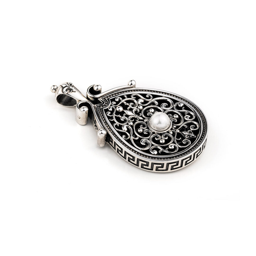Βυζαντινό Μενταγιόν Πέρλα Ασήμι 925 - Yianni Jewelry