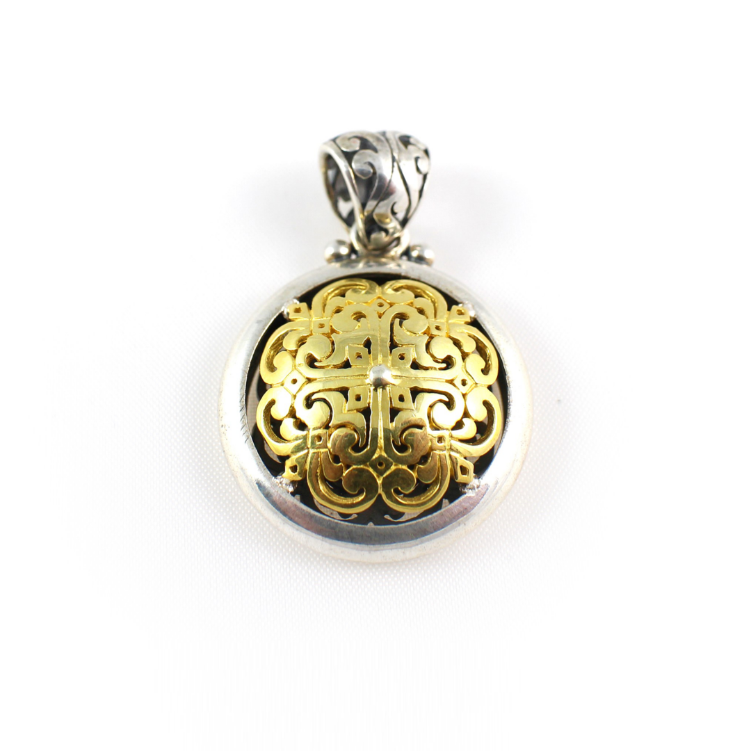 Gold plated Round Pendant ~ Golden Horn