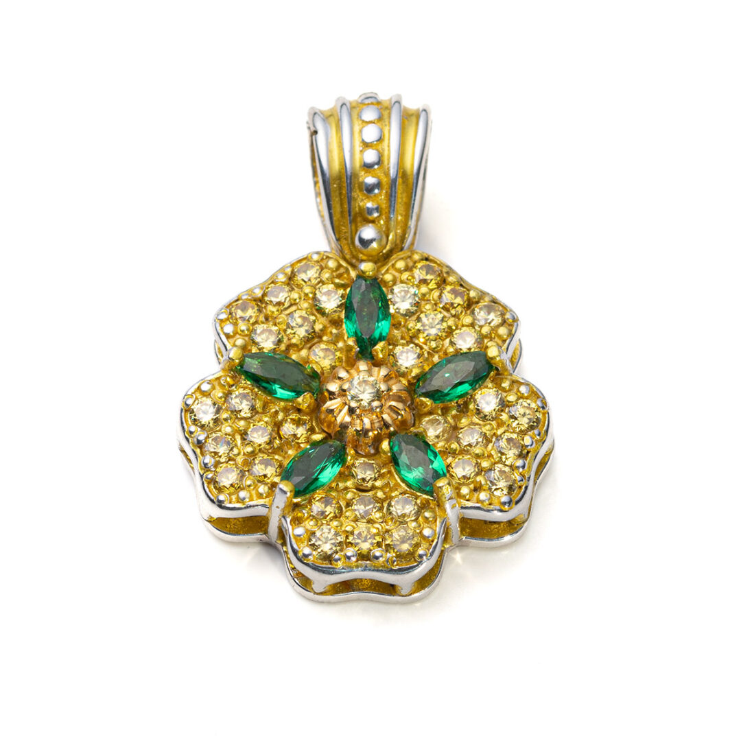 Μενταγιόν Λουλούδι με Swarovski — Κίτρινο