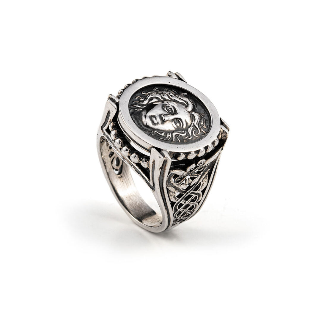 Helios Sun God Ring Sterling Silver - Yianni Jewelry