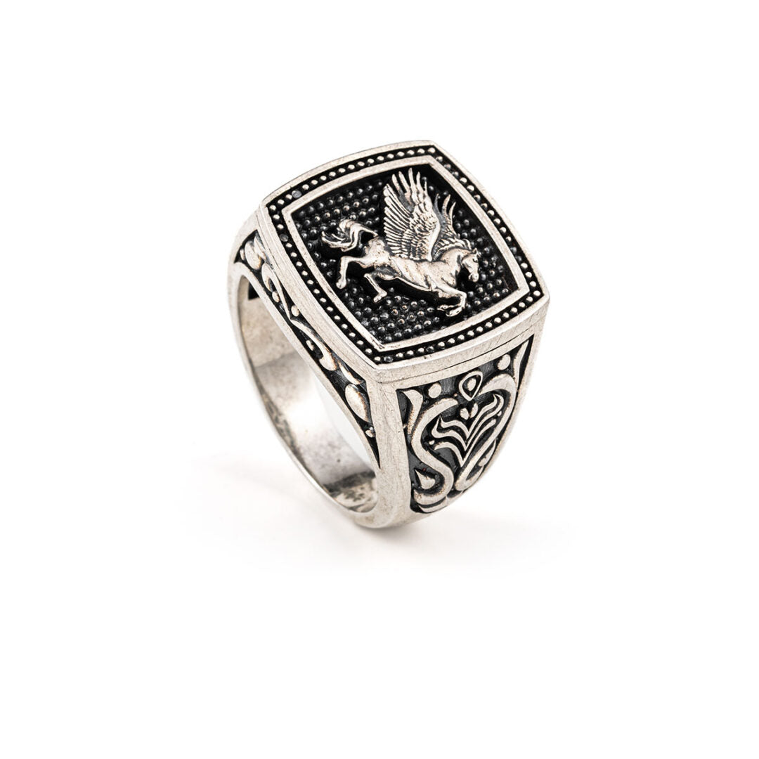 Pegasus Signet Ring Sterling Silver - Yianni Jewelry