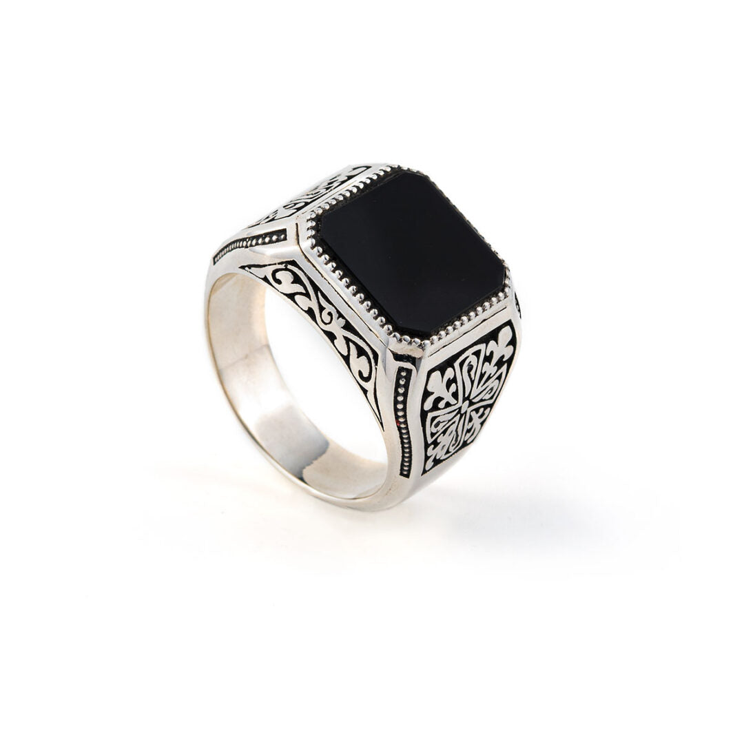 Black Onyx Ring Sterling Silver - Yianni Jewelry