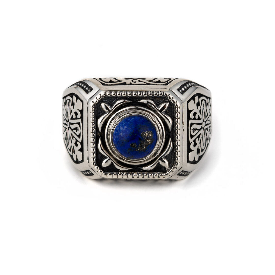 Lapis Cross Signet Ring