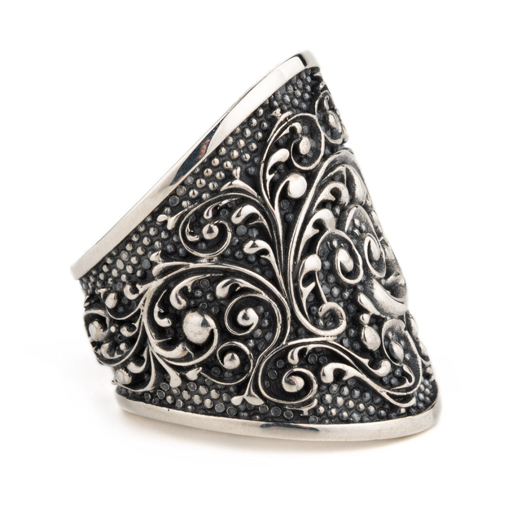 Byzantine Floral Ring - Sterling Silver Yianni Jewelry