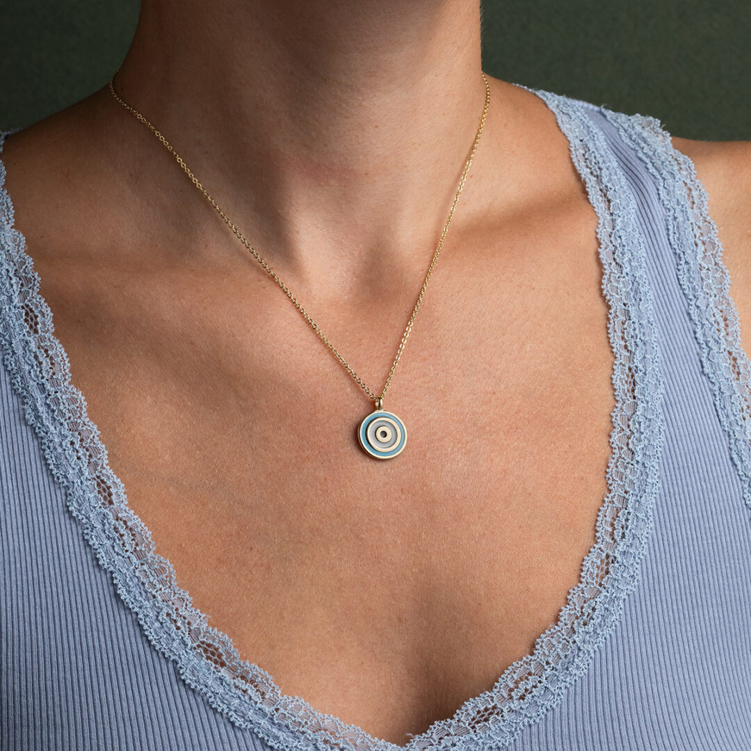 Enamel Evil Eye Necklace - 925 Sterling Silver and Gold Plated