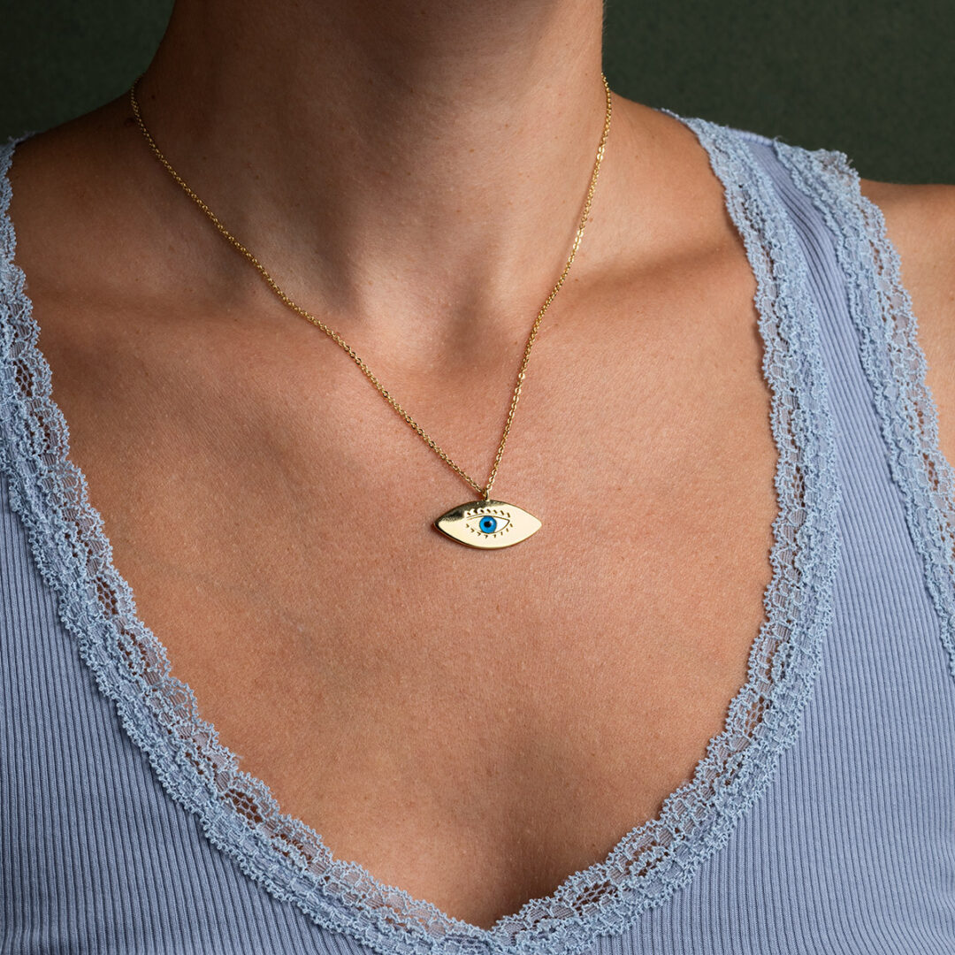 Eye Necklace - 925 Sterling Silver Gold Plated