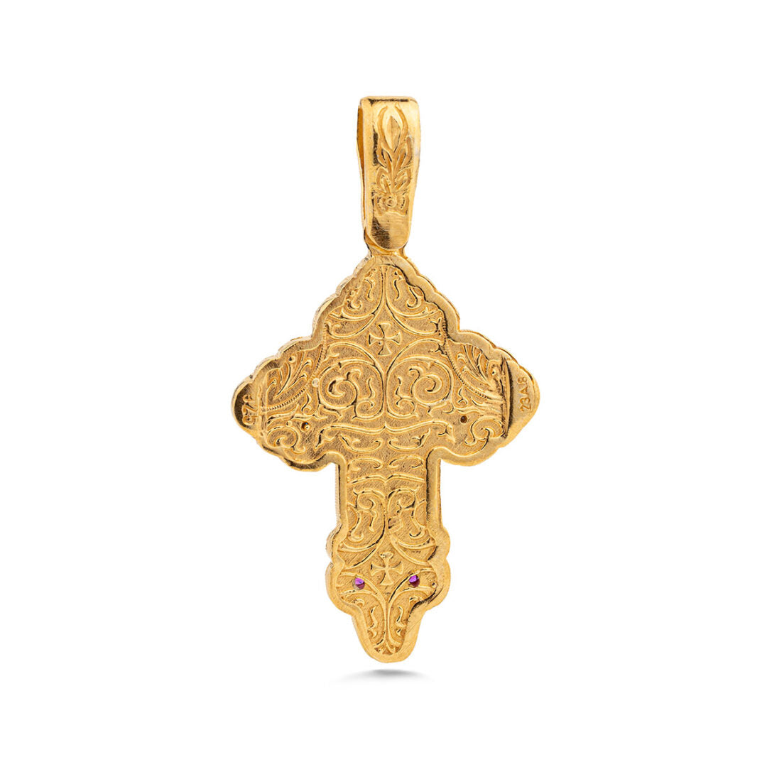 Cross Pendant – Gold Plated 925 Silver with Multicolor Zircons