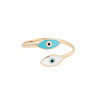 14k Gold Open Evil Eye Ring with enamel — White