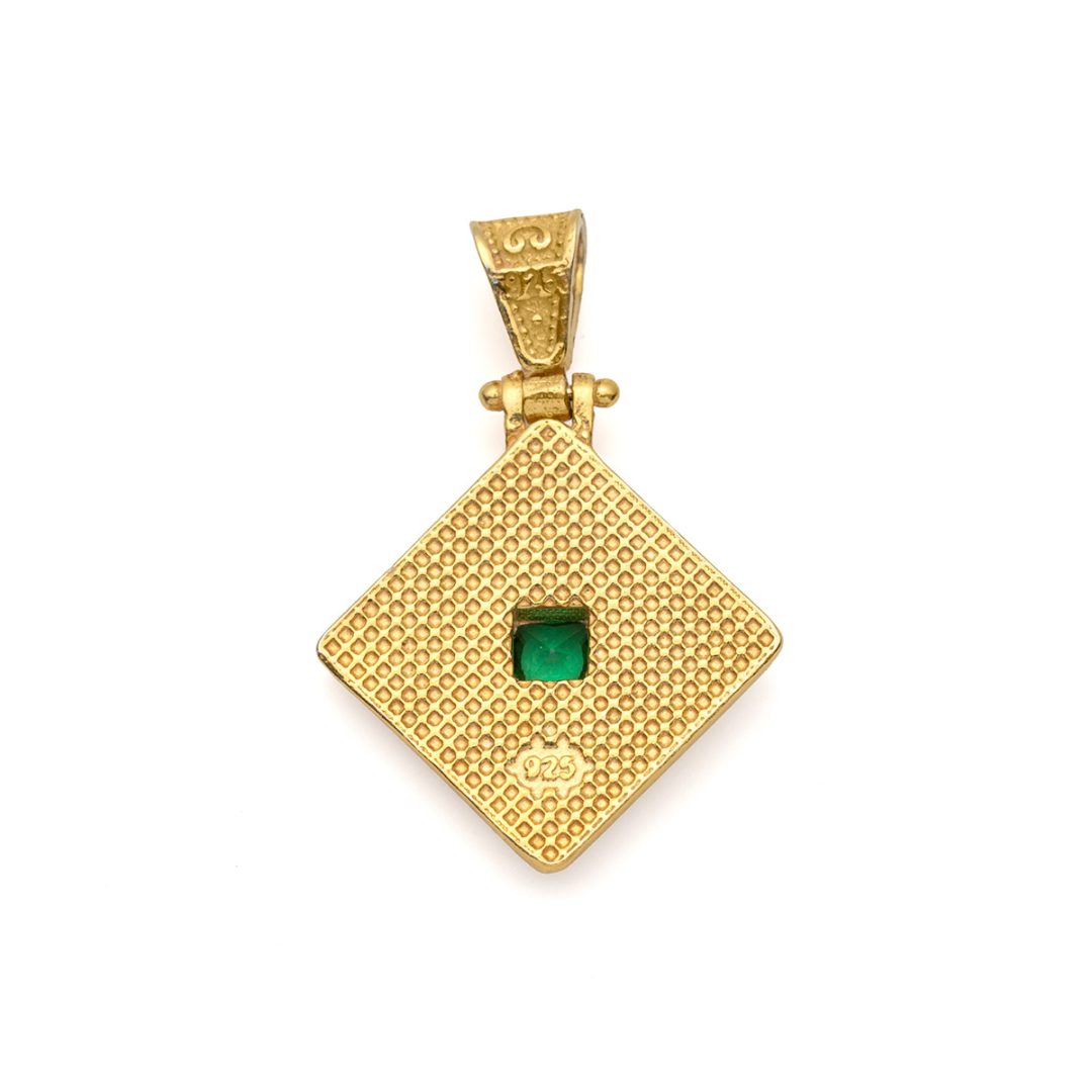 Byzantine Rhombus Pendant in Gold Plated Silver 925