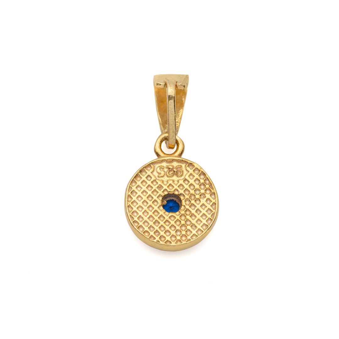 Byzantine Circle Pendant in Gold Plated 925 Silver with Zircon