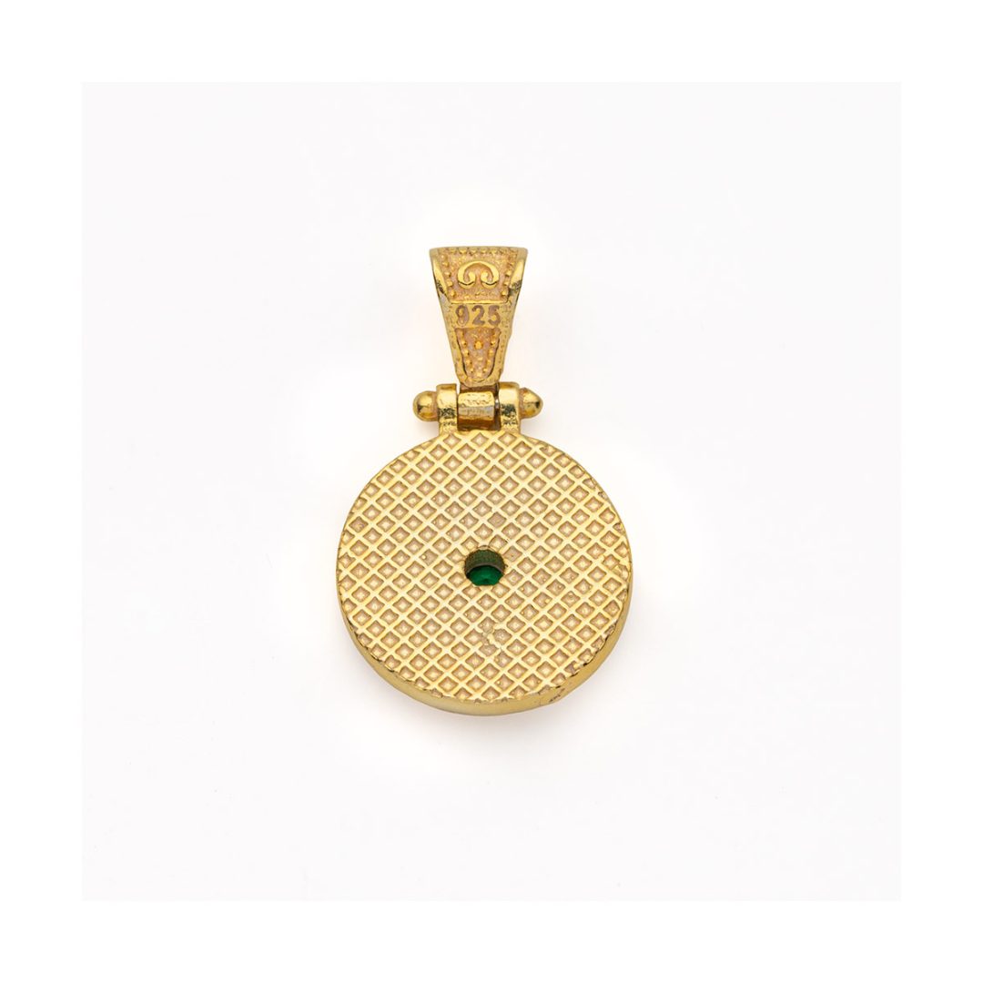 Byzantine Circle Pendant with Zircons in 925 Sterling Silver Gold Plated