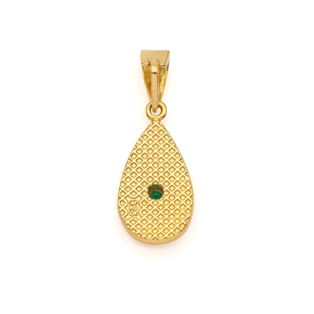Byzantine Teardrop Pendant in Gold Plated 925 Silver with Zircon