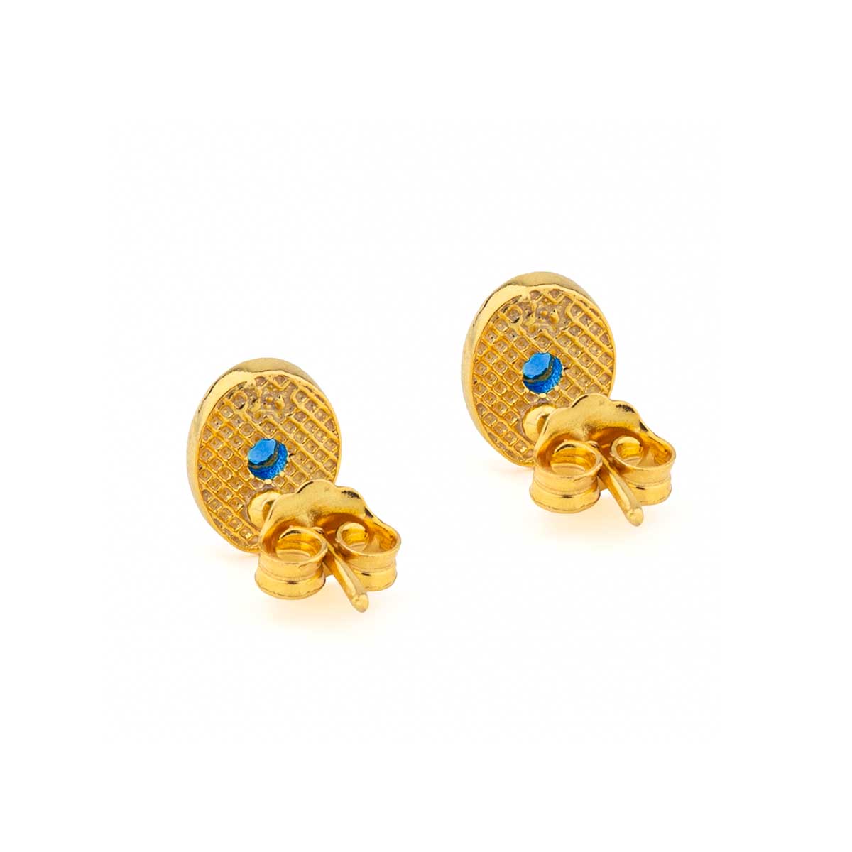 Byzantine Mini Oval Earrings with Zircon — Red
