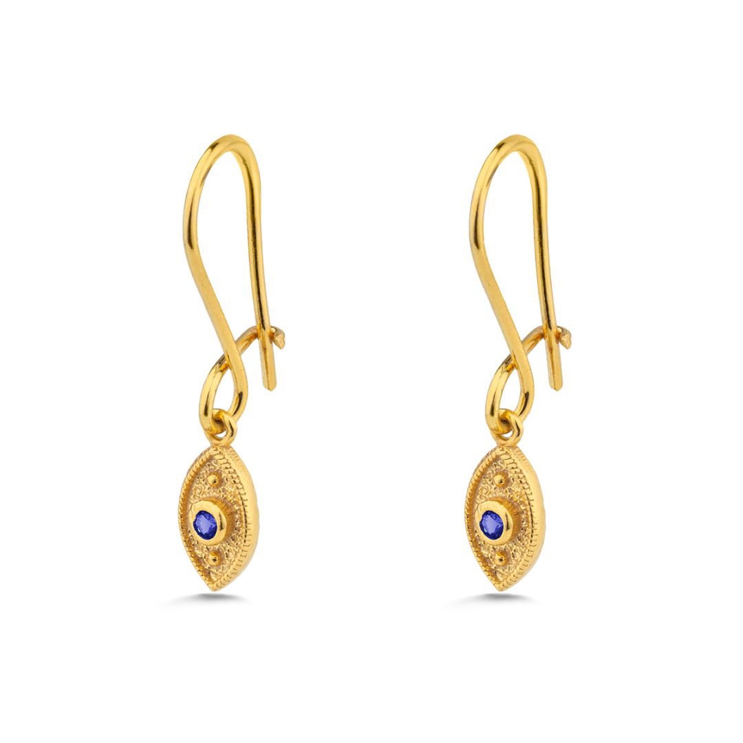Evil Eye Drop Earrings with Zircon — Blue
