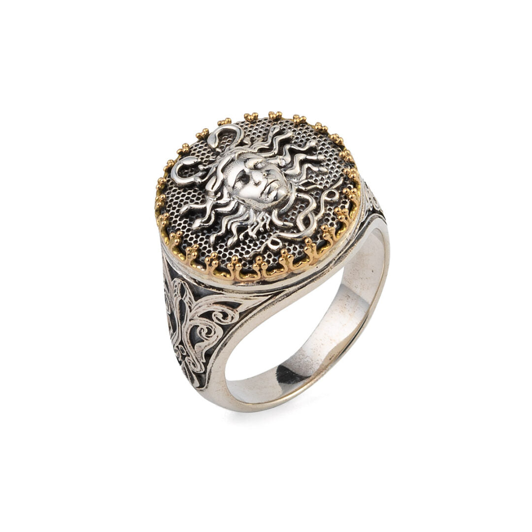 Medusa ring in 18K Gold and sterling silver
