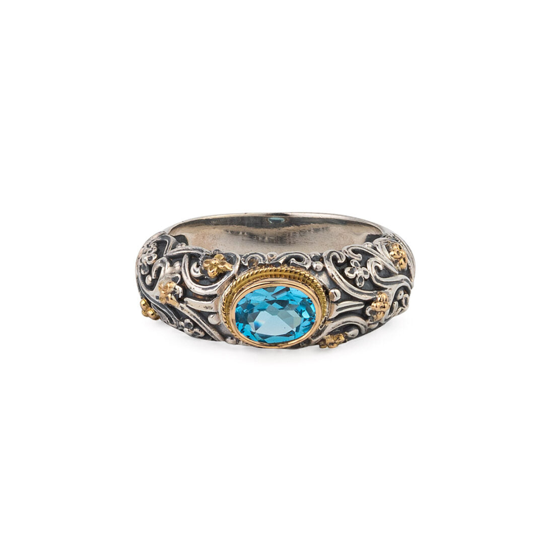 Eve Eden’s Garden ring in 18K Gold and Sterling Silver with semi precious stone