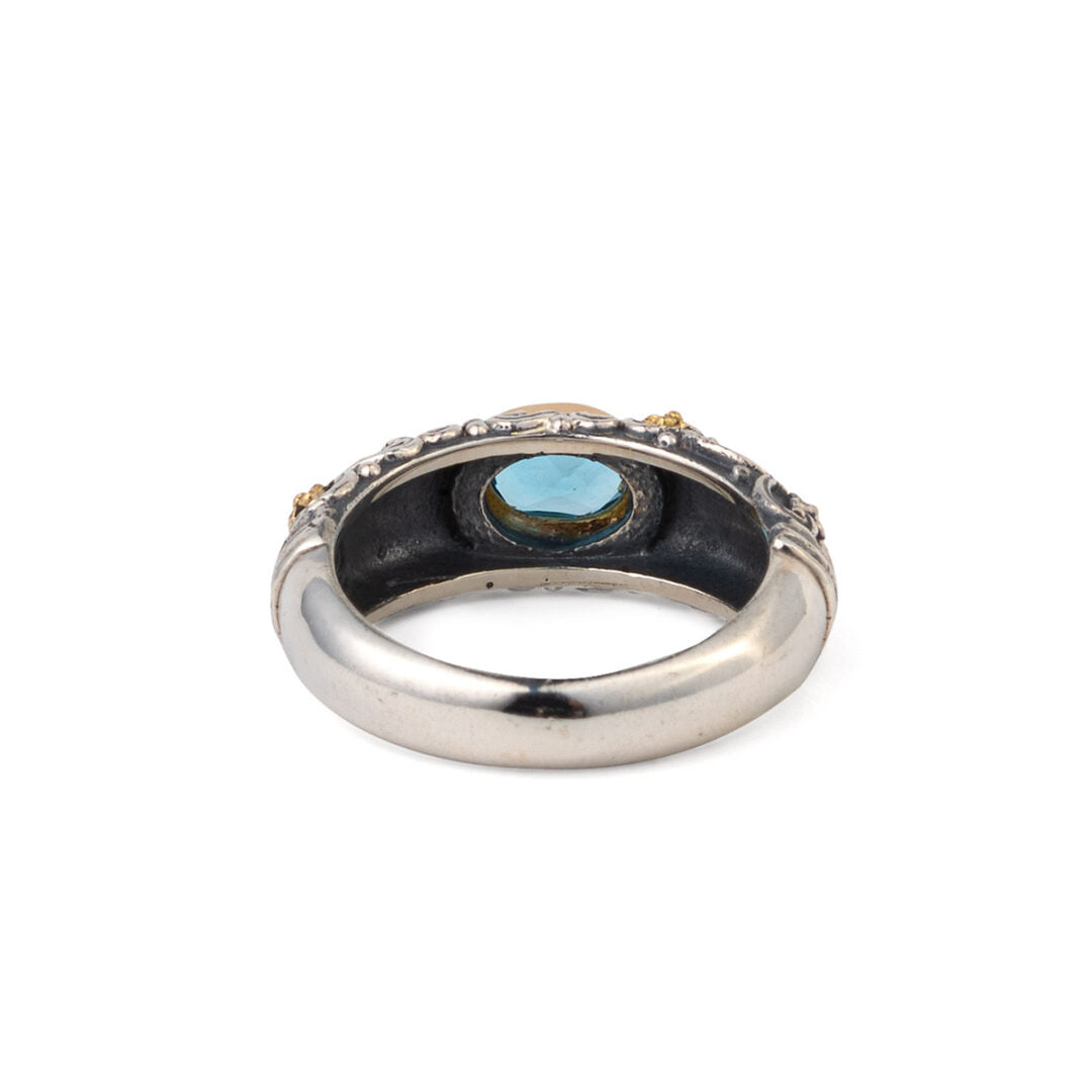 Eve Eden’s Garden ring in 18K Gold and Sterling Silver with semi precious stone