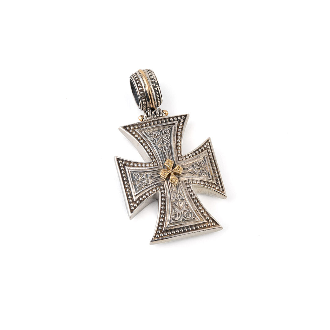 Maltese Patmos cross in Sterling Silver with 18K Gold