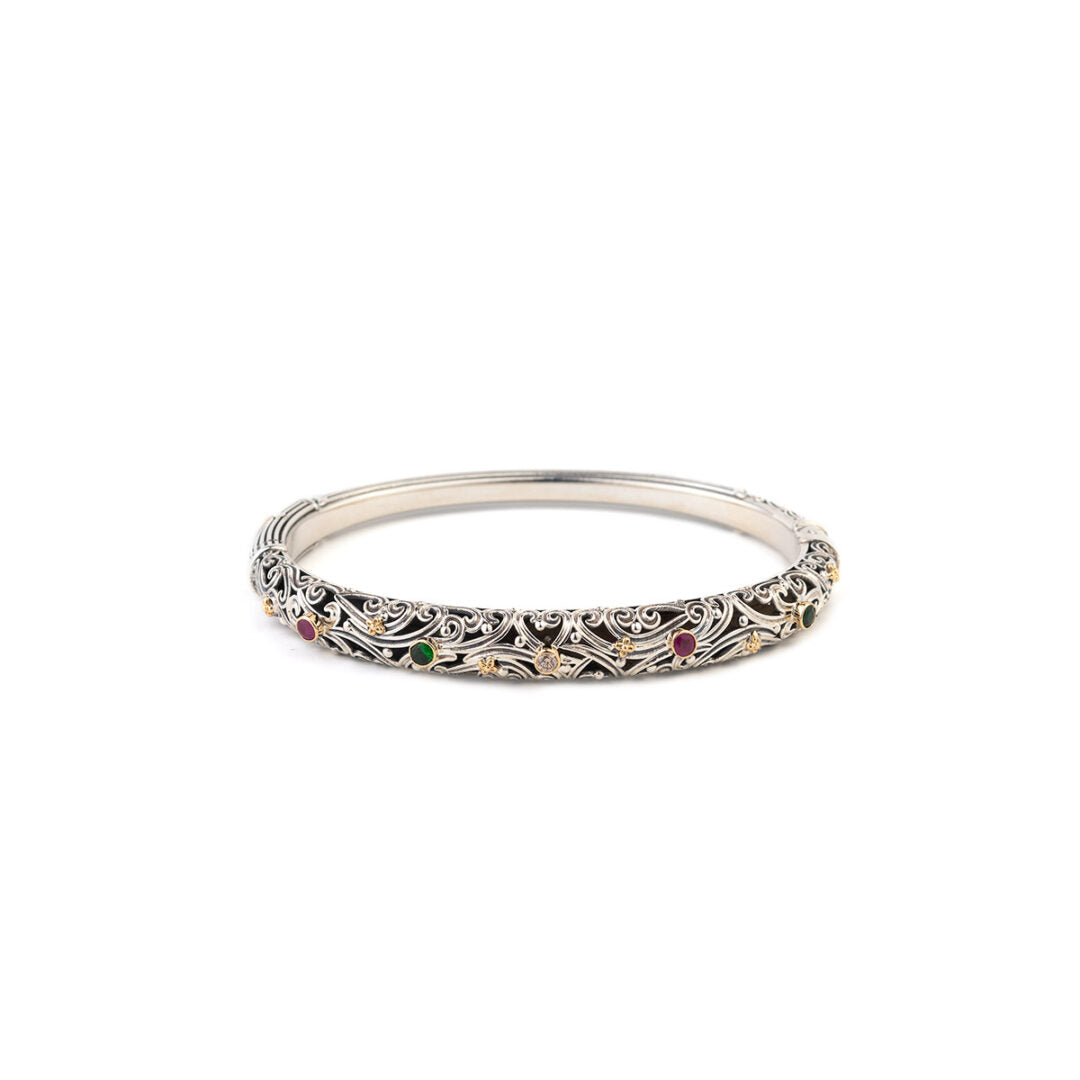 Kynthia Bracelet multi colors Gemstones in 18K Gold and Sterling Silver