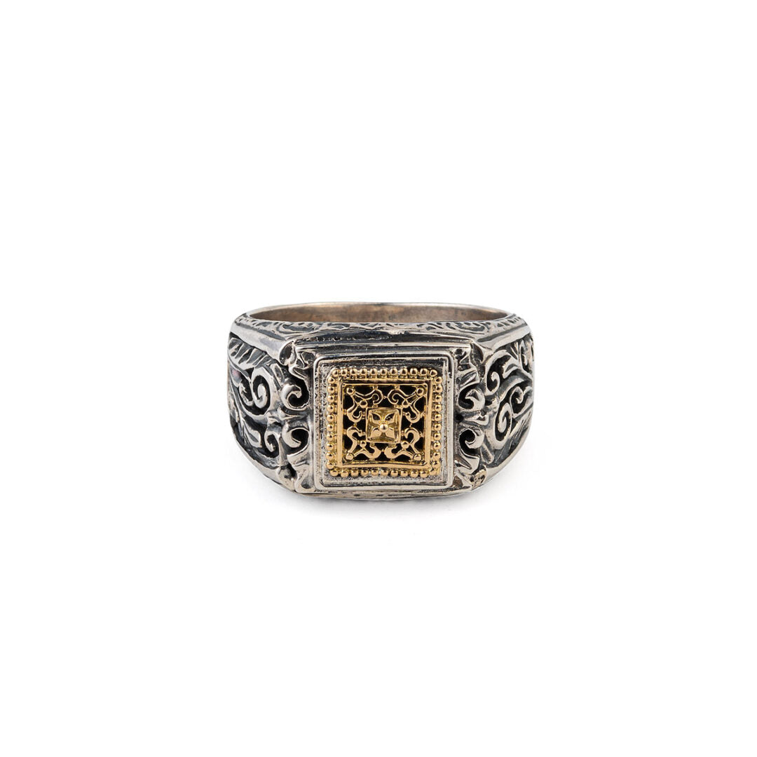 Byzantine ring in 18K Gold and sterling silver