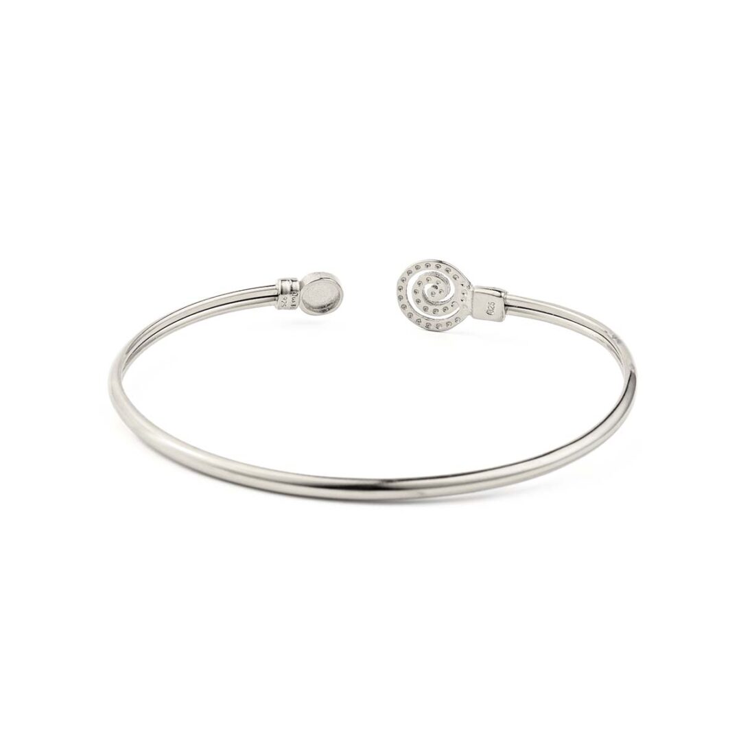 Spiral Cuff Bracelet with Stone - 925 Sterling Silver