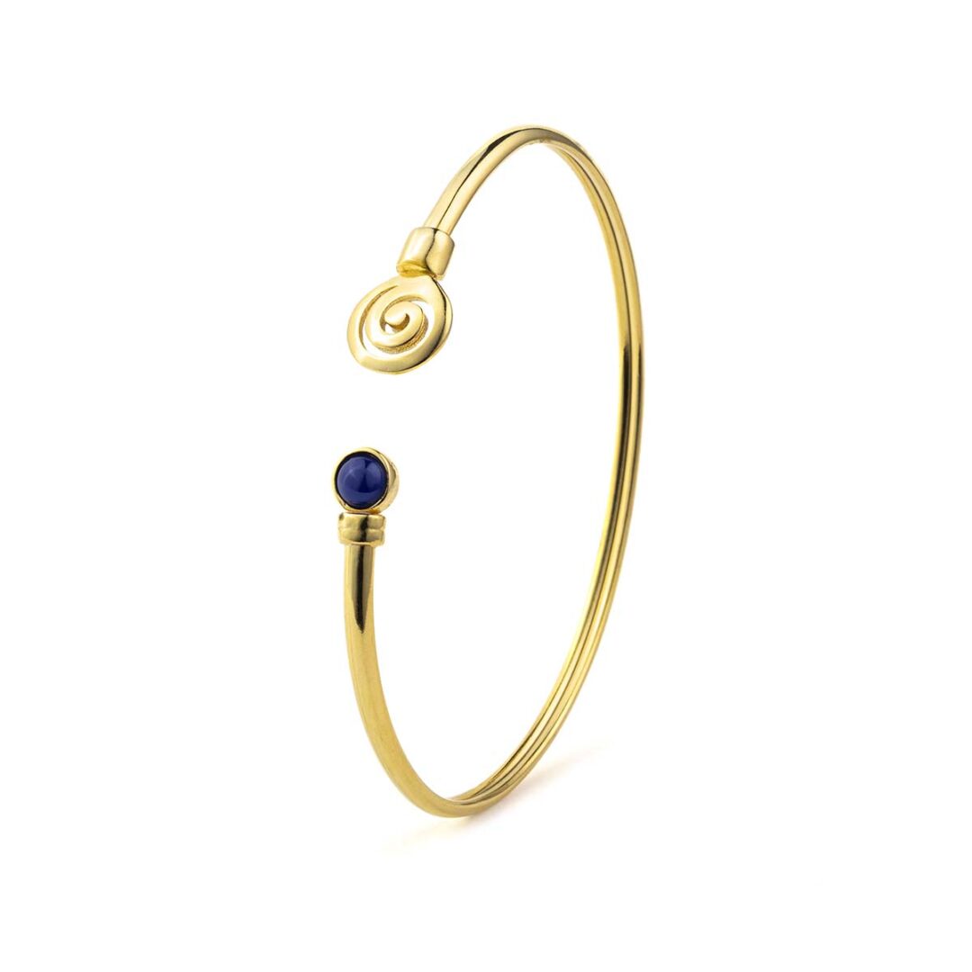 Spiral Cuff Bracelet with Stone - 925 Sterling Silver