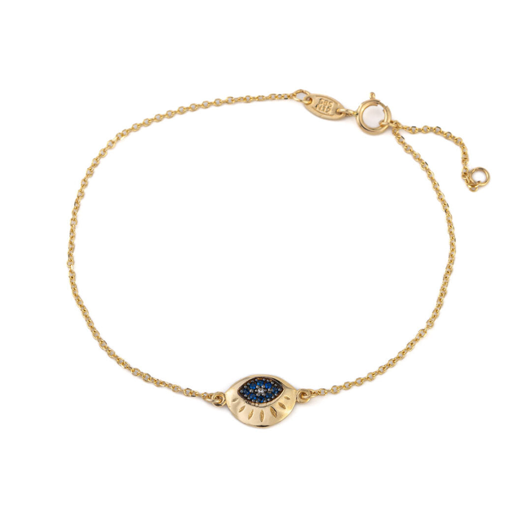 Evil Eye Chain Bracelet - 14K Yellow Gold