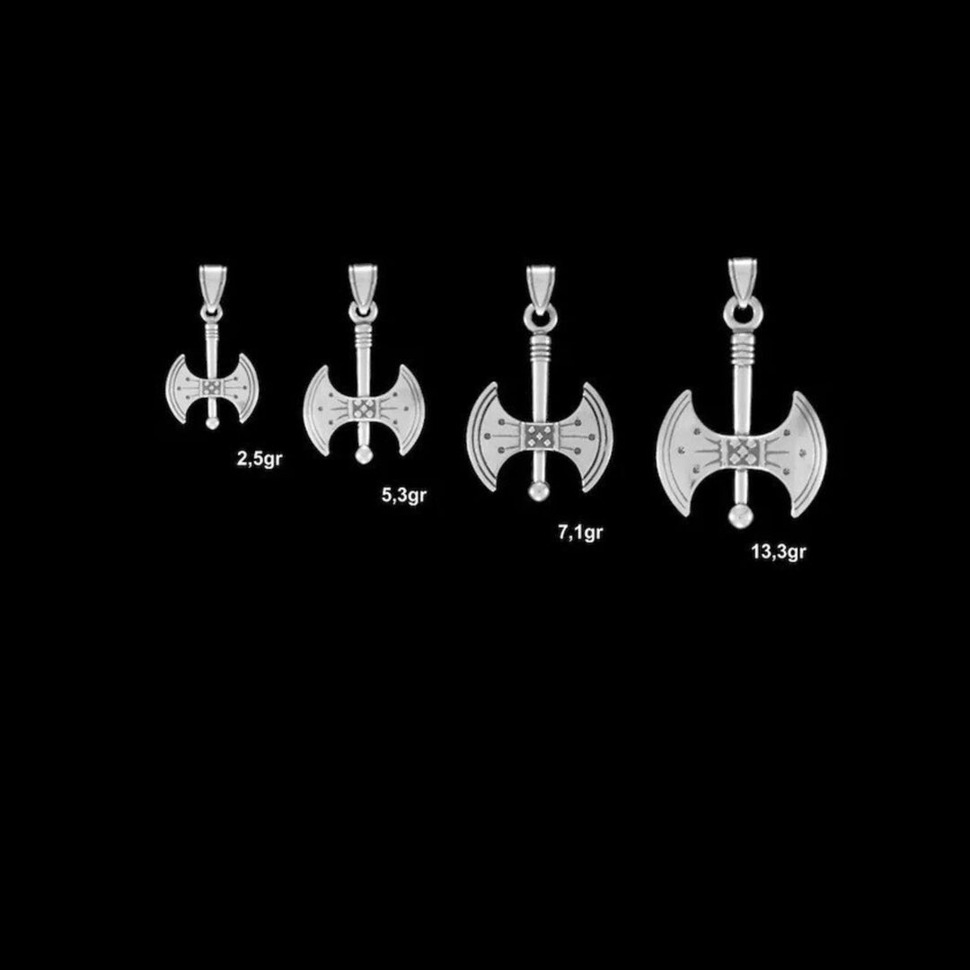 Double Headed Axe Pendant - Sterling Silver Gold Plated