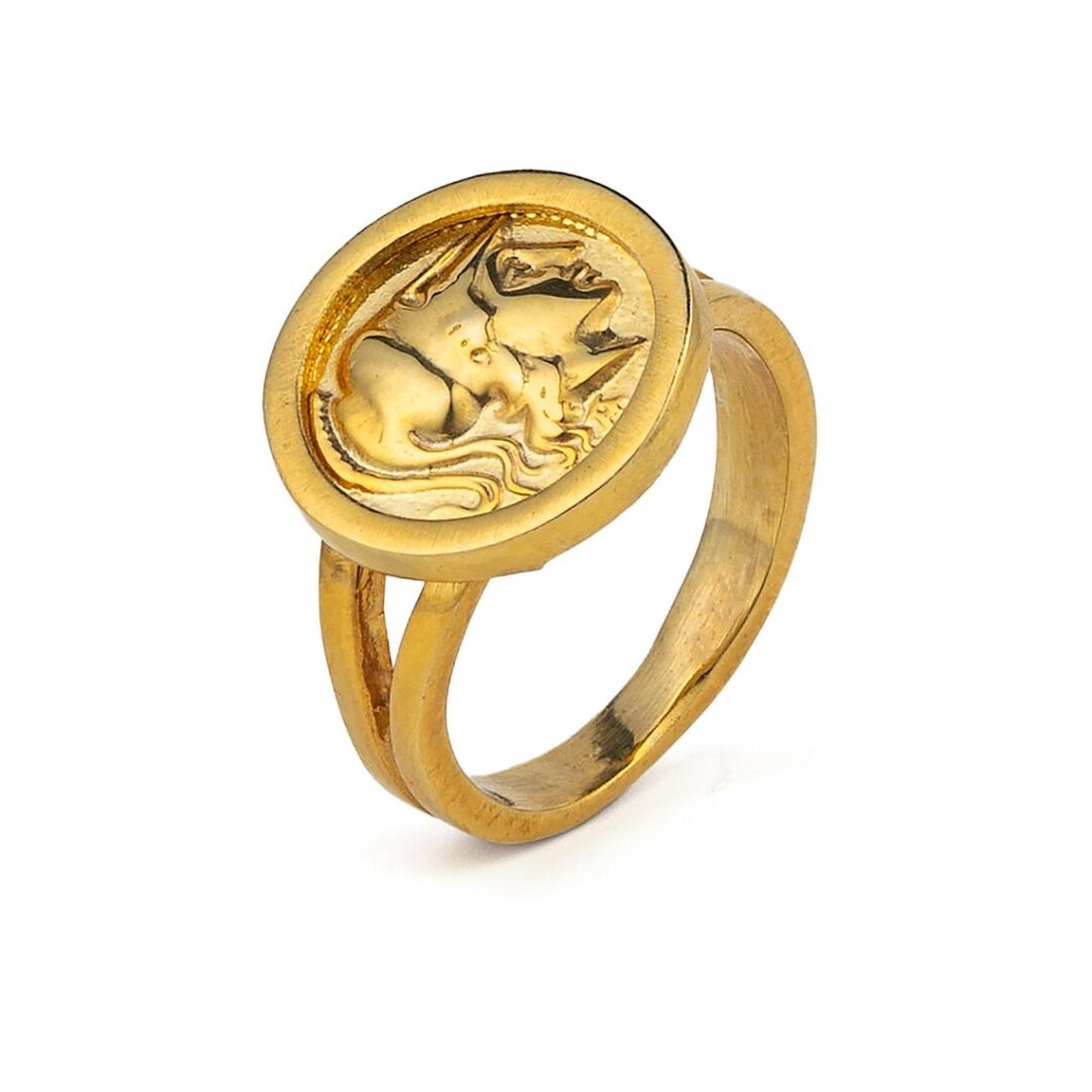 Athena Coin Ring in Sterling Silver and Gold Plated