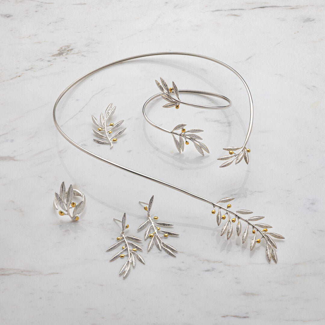 Olive Leaf Pendant - 925 Sterling Silver and Gold Plated