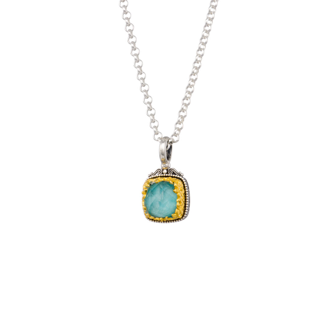 Gerochristo - Dione square pendant with Amazonite