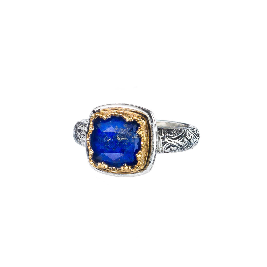 Gerochristo - Iris ring in Sterling Silver and Gold Plated with Lapis