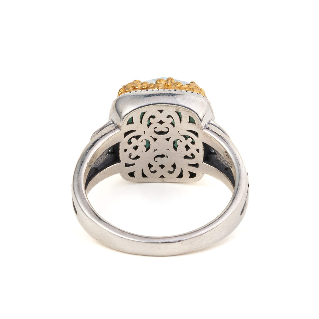 Gerochristo - Dione Square Ring in Sterling Silver with Doublet Stones