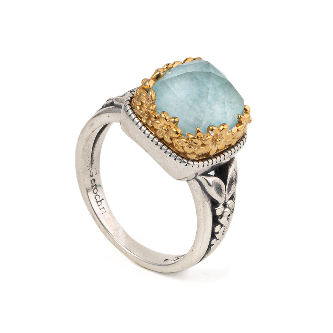 Gerochristo - Dione Square Ring in Sterling Silver with Doublet Stones