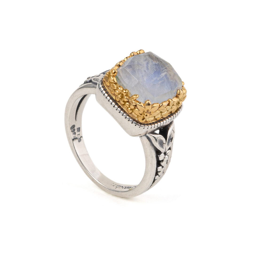 Gerochristo - Dione Square Ring in Sterling Silver with Doublet Stones