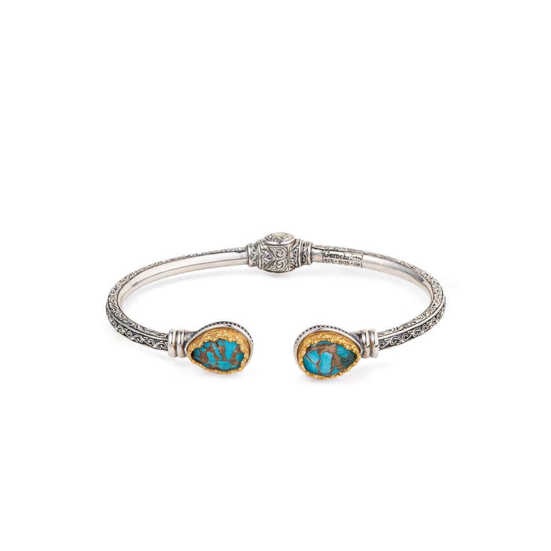 Gerochristo - Iris Double Teardrop Bracelet in Sterling Silver with Doublet Stones