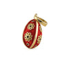 Egg Pendant Necklace with Flowers - Sterling Silver Gold Plated and Enamel — Red