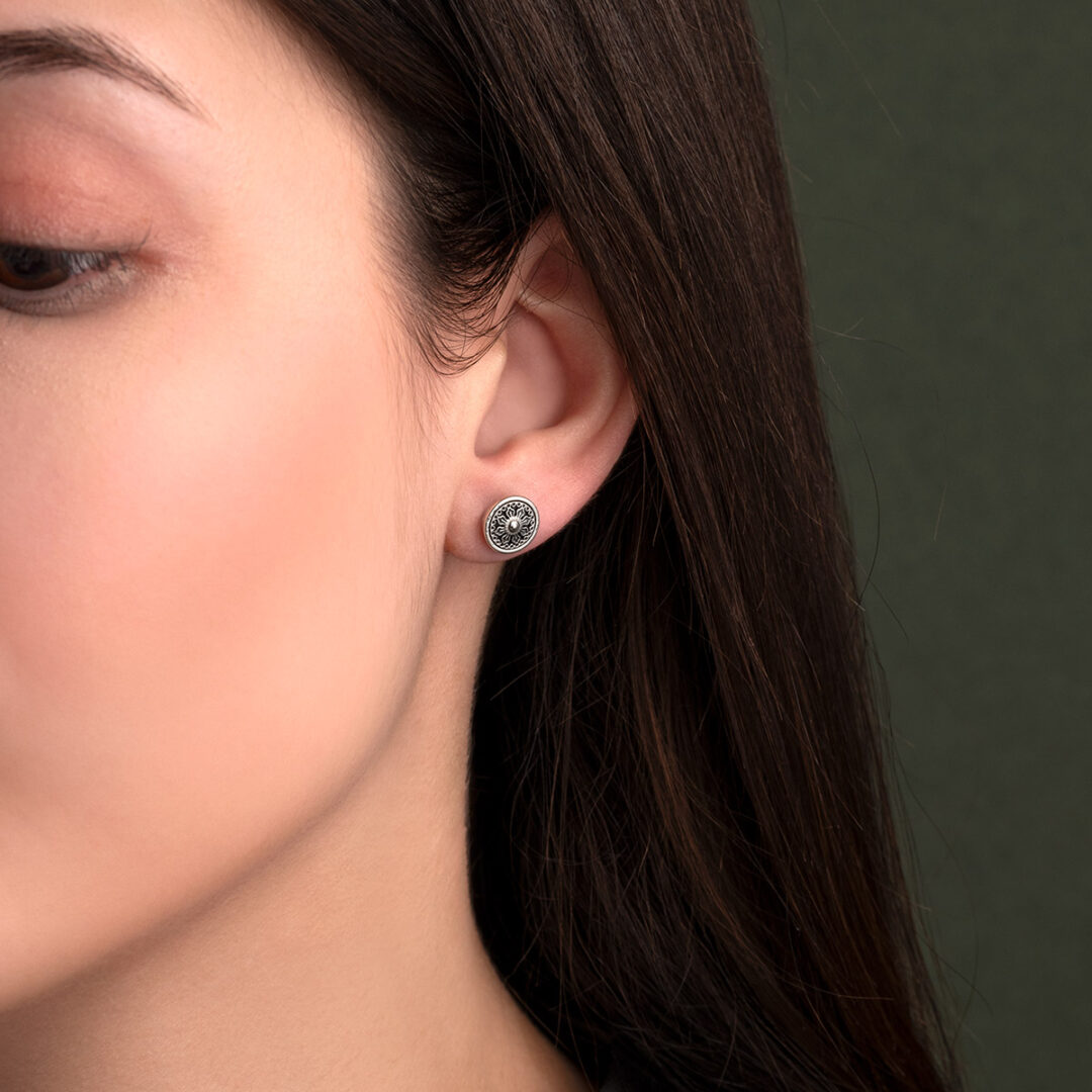 Gerochristo - Flower Stud Earrings in Sterling Silver