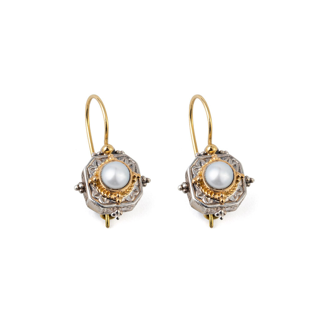 Gerochristo - Cyclades square earrings in 18K Gold and Sterling silver